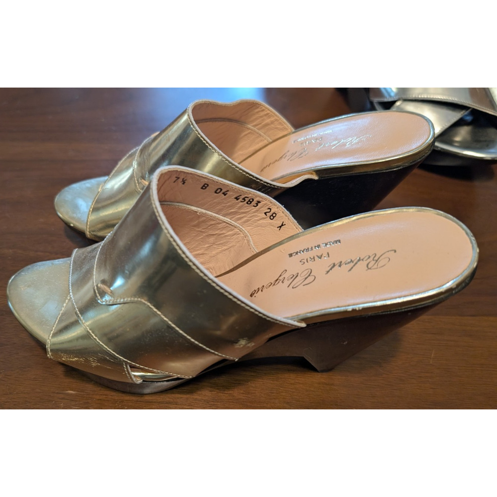 Robert Clergerie Gold Metallic Wedges Size 7.5